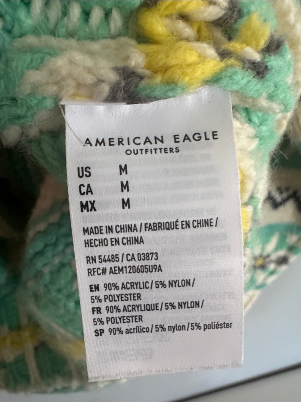 American Eagle Cozy Fair Isle Knit Sweater in Cream & Mint - Picture 4 of 5